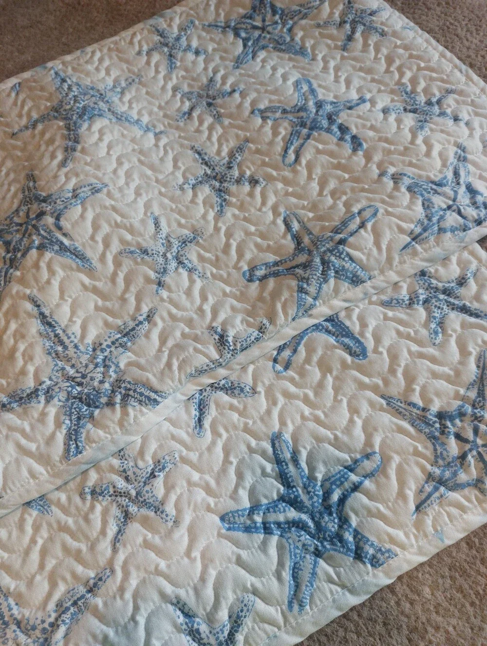 Blue Starfish Quilted Bedding Set - Coastal Comfort Size: King